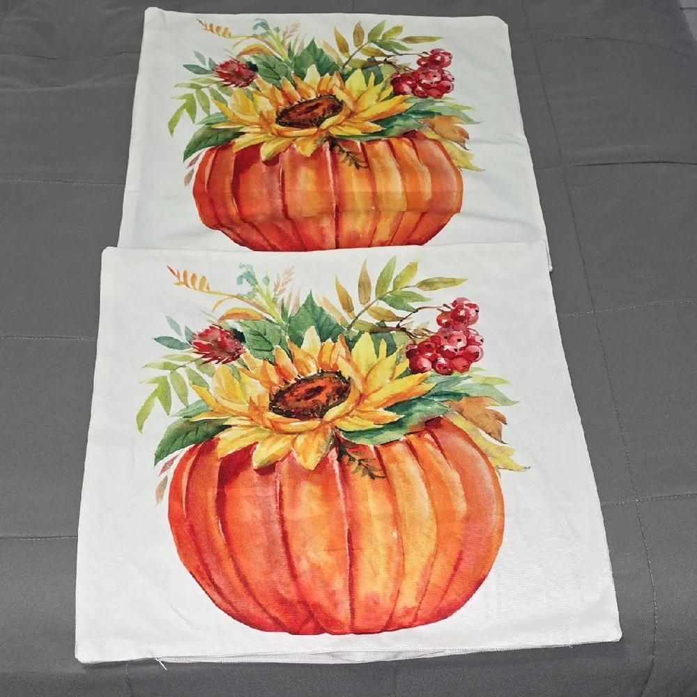 Autumn Pillow Covers Pumpkin Themed